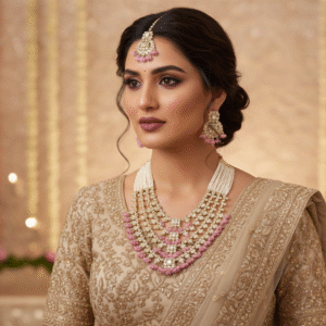 Baby Pink - Multi Layer Pearl Necklace - Rani Haar Design Concept - KJ