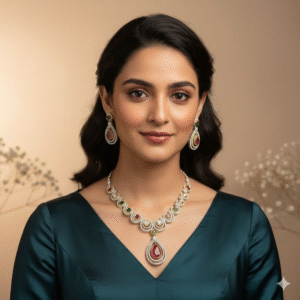 American Diamond Necklace Set with Earrings -