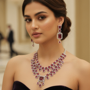 American Diamond Necklace Set with Earrings