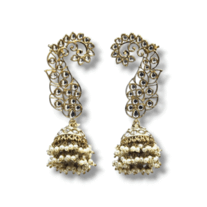 Kundan&Pearl - Ethnic/Traditional Earring - Earcuff Design - Mehndi Gold Polish - KJ