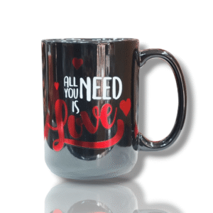 Black Ceramic Mug - Couple Theme - All You Need is Love