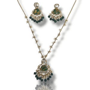 Fusion Necklace - Bottle Green & Pearl - Contemporary Style - KJ KAJ