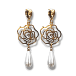 Gold Polish - Lasercut Formal Pearl Design - Fashion Earring - Light Weight - KJ KH