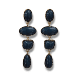 Navy Blue - Fashion Earring - Uncut / Abstract Design - KJ AAT