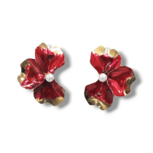 Red Enamel Tops - Fashion Earring - KJ HH