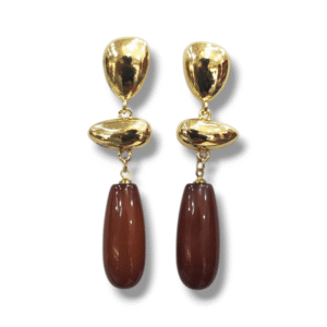 Dark Brown Fashion Earring - Gold Polish - KJ APC