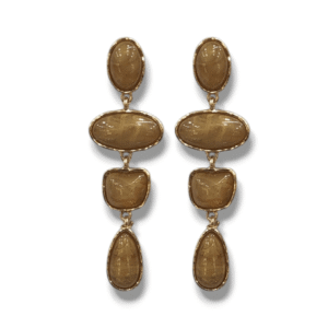 Light Coffee Brown - Fashion Earring - Uncut / Abstract Design - KJ AAT