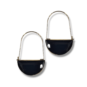 Transparent Black - Profile Hoop - Side Bali - Imported Cut Glass - Color Fashion Earring - KJ ANN
