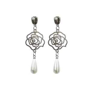 Silver Polish - Lasercut Formal Pearl Earrings - Fashion Earring - Light Weight - KJ