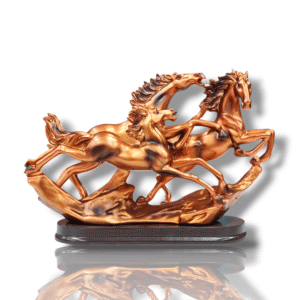 Galloping Wild Horses Masterpiece Statue Show Piece - Rust / Copper - Medium