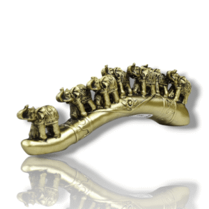 Seven Elephants Show Piece - Antique Gold - 19.5X3.5cm