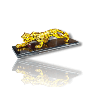 Golden Jaguar on Mirror Show Piece - Table Top
