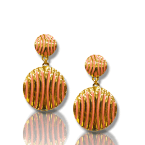 Peach & Gold - Enamel Fashion Earrings - KJ