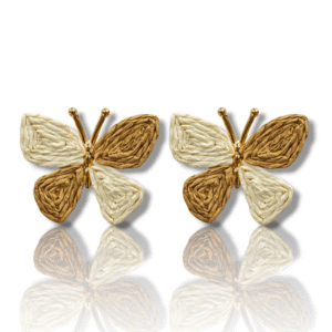 Brown & Cream - Butterfly Design Fashion Tops - Statement Earrings - KJ