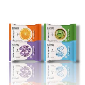 Dr. Rashel Face Wipes - Boosts Skin Oxygen, Clear Dirt, Remove Makeup, Gives Fresh and Glowing Skin - Vitaminc C, Aloe Vera, Lavender and Ice Fresh - Pack of 4