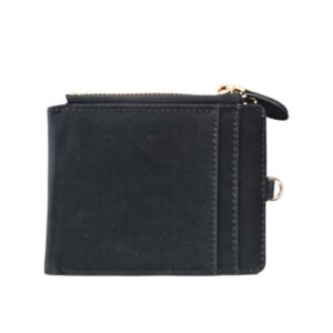 Bi Fold Ladies Wallet - Suede Material - Dedicated Window Design at the back - Black