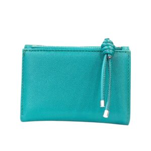 Tri Fold Ladies Wallet with a Unique Inner Locking System - Teal Color