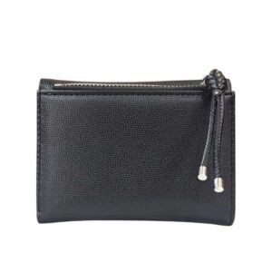 Tri Fold Ladies Wallet with a Unique Inner Locking System - Black