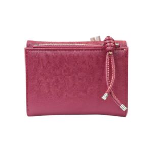 Tri Fold Ladies Wallet with a Unique Inner Locking System - Red
