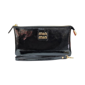 Min Min - Multi Pocket Organised Design - Wallet for Ladies - Cocktail / Shiny Material - Black