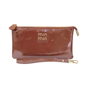 Min Min - Multi Pocket Organised Design - Wallet for Ladies - Cocktail / Shiny Material - Brown