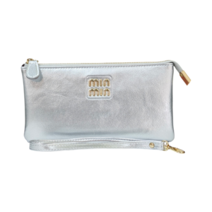 Min Min - Multi Pocket Organised Design - Wallet for Ladies - Cocktail / Shiny Material - Metallic Silver