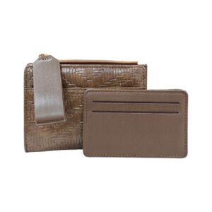 Book Fold Wallets for Ladies with a Detachable Card Holder - Brown