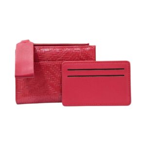 Book Fold Wallets for Ladies with a Detachable Card Holder - Red