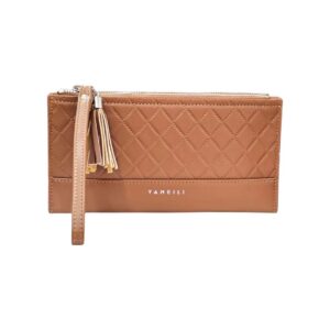 YAMEILI Double Zip Imported Wallet for Ladies - Brown
