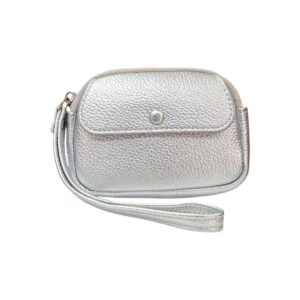 Mini Pouch cum Wallet for Her - Metallic Silver